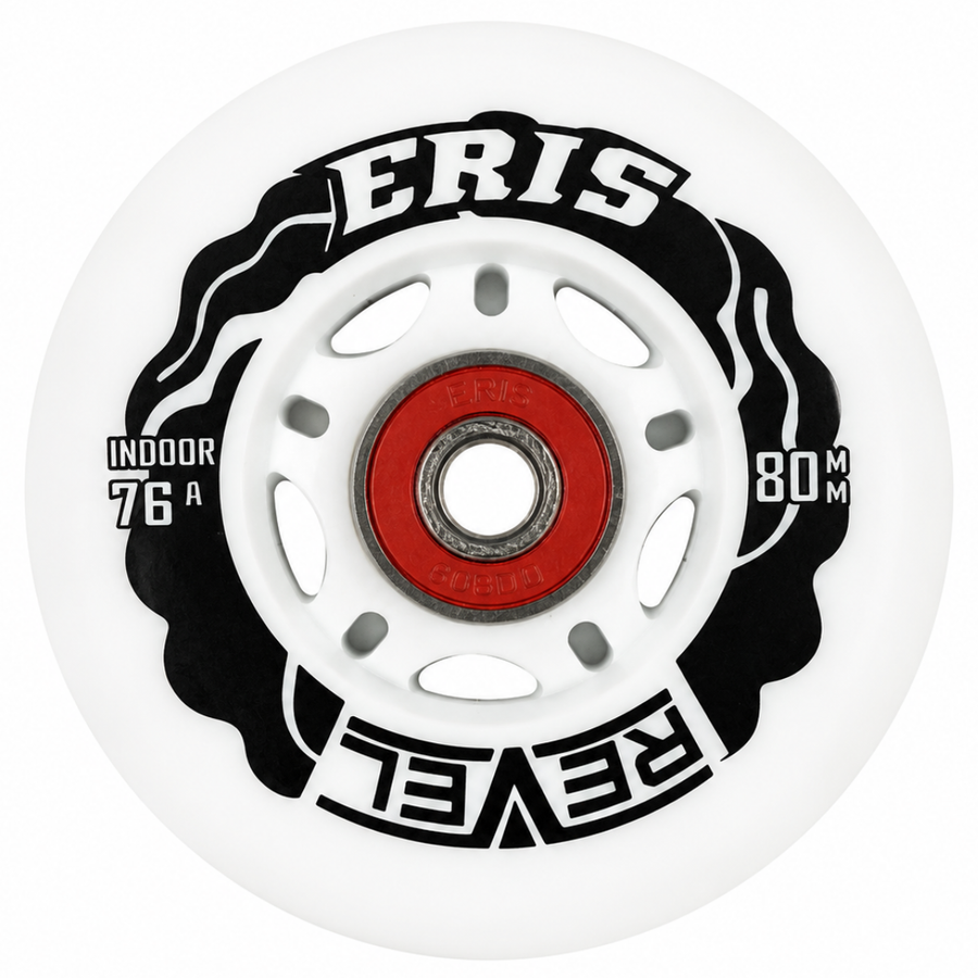 Alkali Eris White Indoor Roller Hockey Wheels W/ Bearings and Spacer (76A)