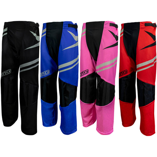 TronX Venom Inline Hockey Pants – Junior L/XL Size In Pink & Silver, With Knee Armor And Ventilated Flex Fabric