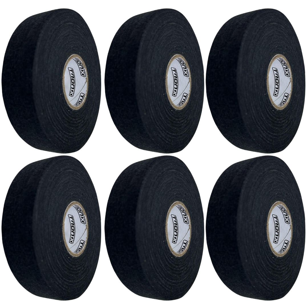 TronX Black Cloth Hockey Tape (6 Pack)
