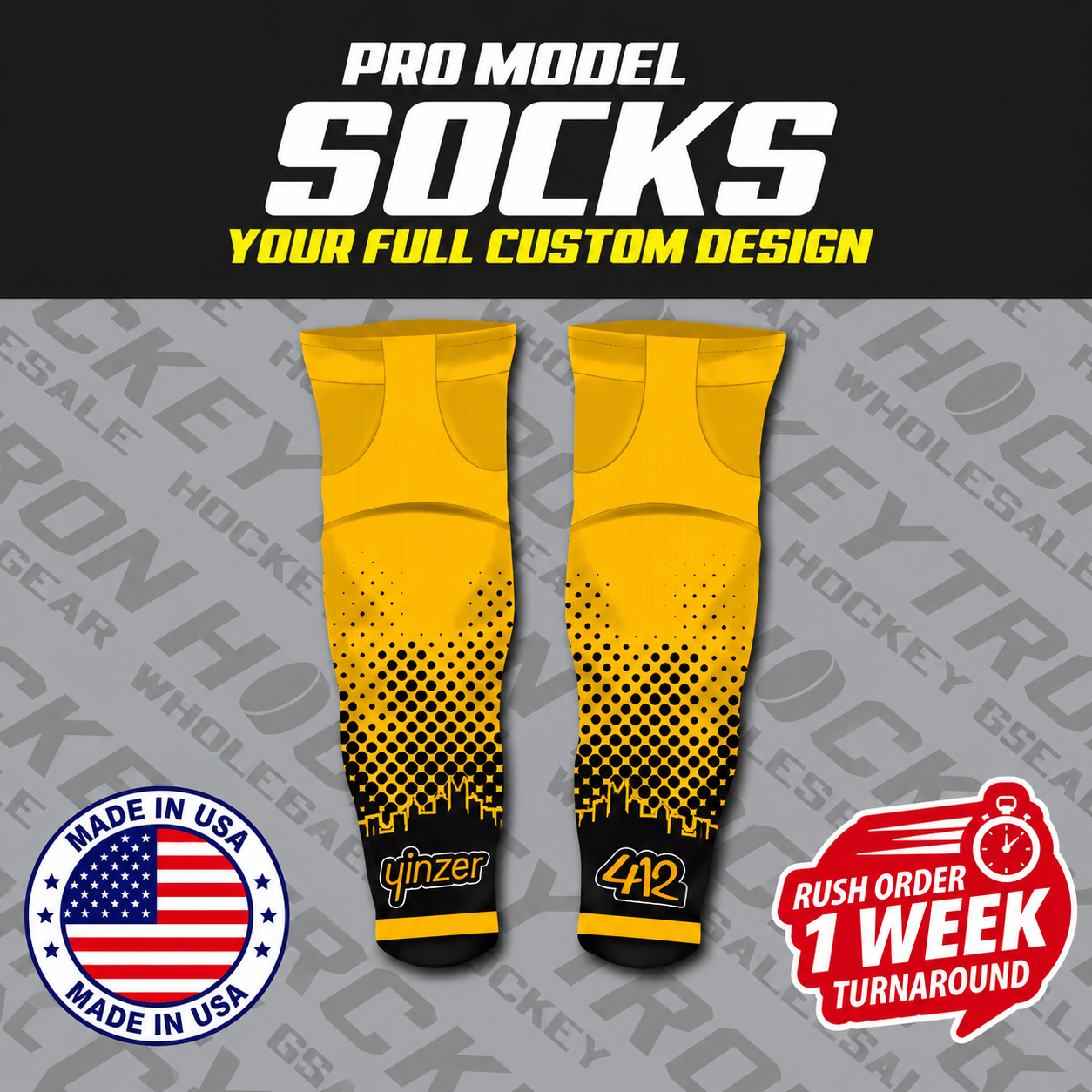 USA Made Custom Sublimated Hockey Socks - 1 Week Rush Turnaround