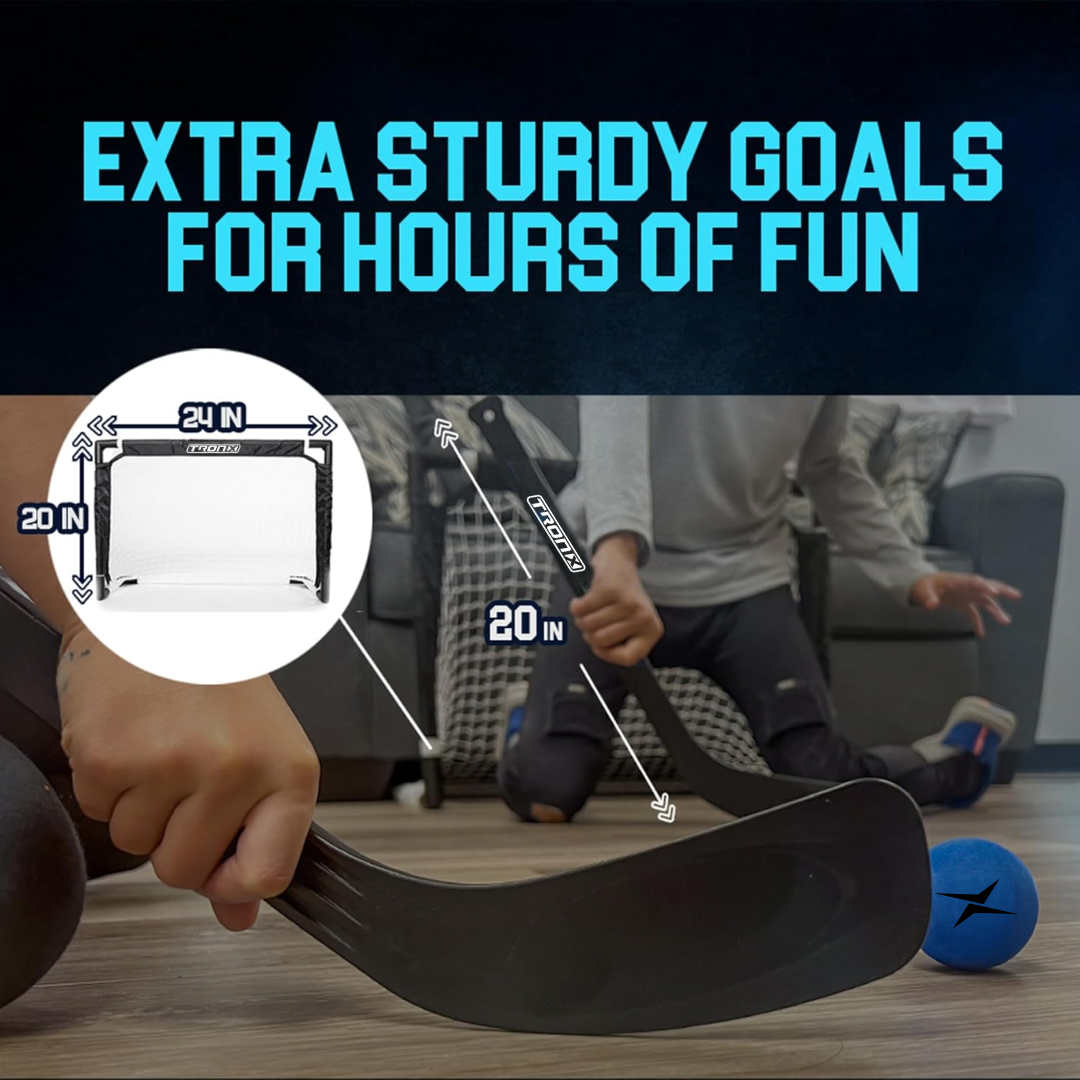 TronX Mini Hockey Indoor Goal Set (2 Goals, 4 Sticks, 2 Balls)