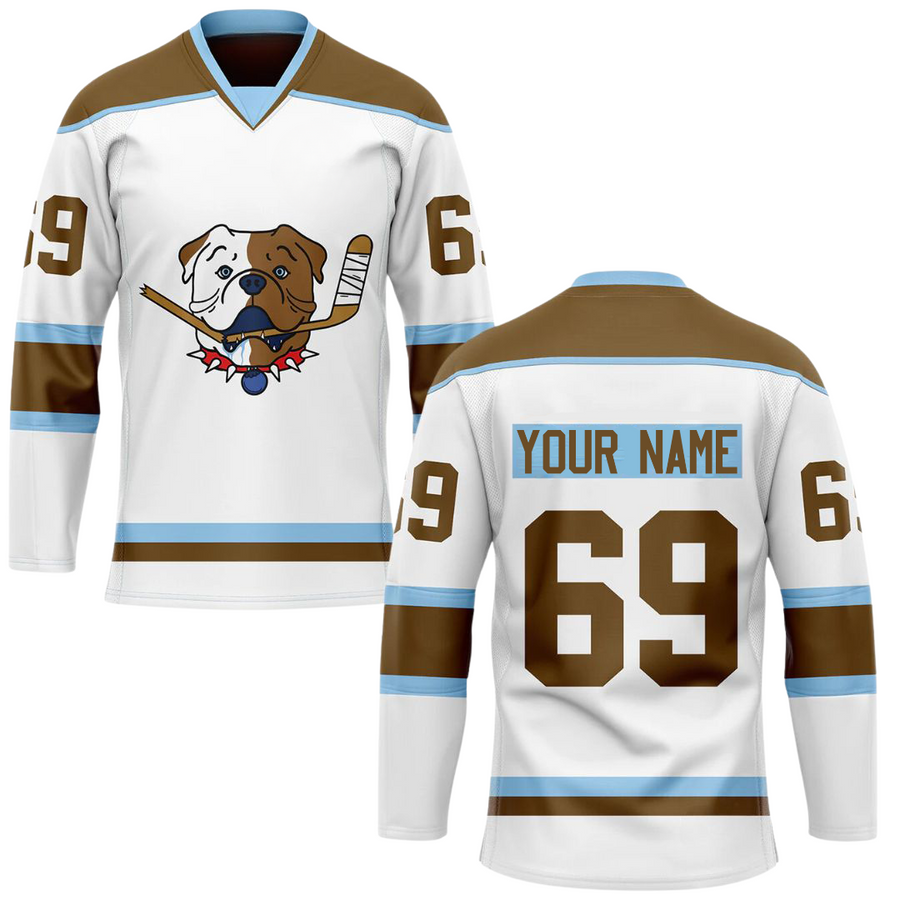 TronX Bulldogs White Personalized Custom Hockey Jerseys