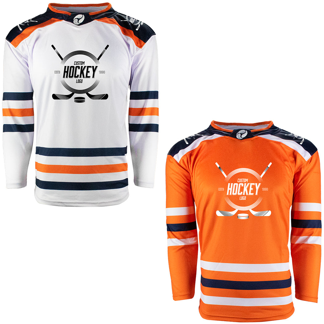 Custom Hockey Jersey Black Orange-White