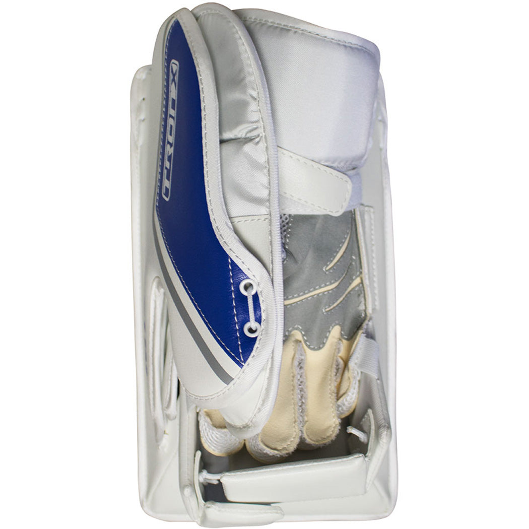 TronX MT2 Senior Hockey Goalie Blocker (White/Blue)