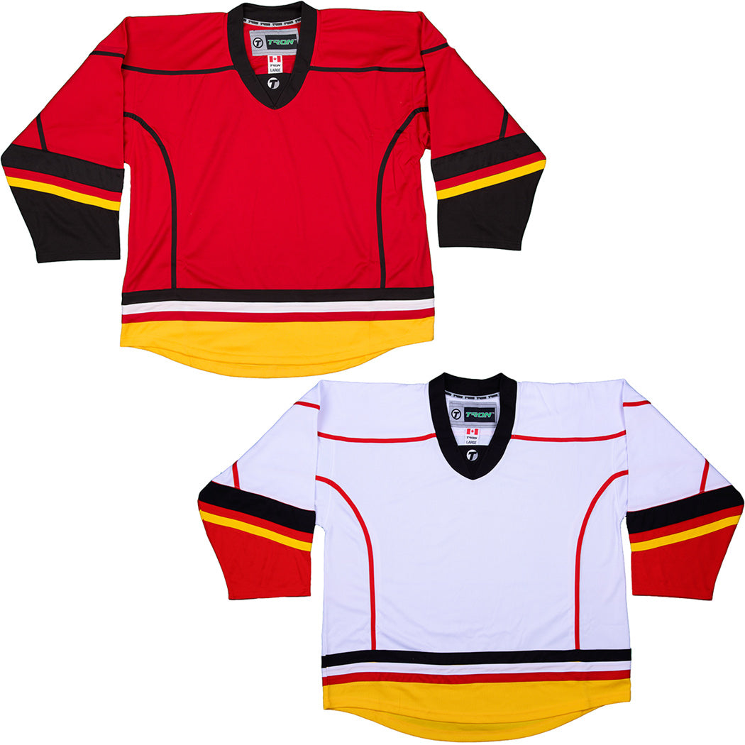 Flames Embroidered Colorblock Hockey Jersey