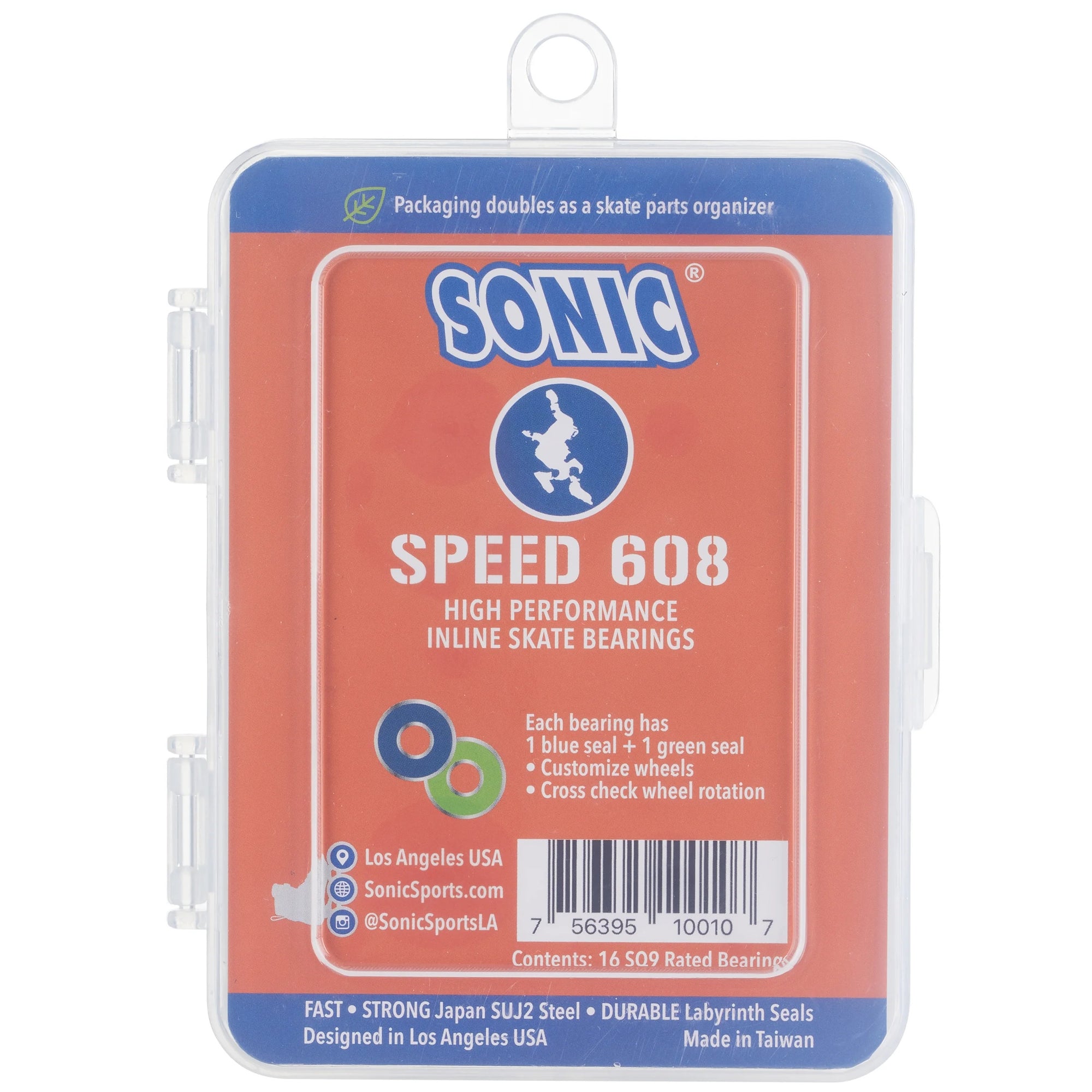 Sonic 16-Pack Roller Hockey Bearings (Speed 608)
